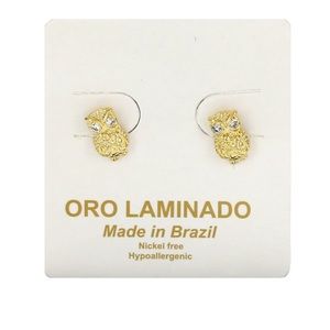 Gold Plated Owl Stud Earrings